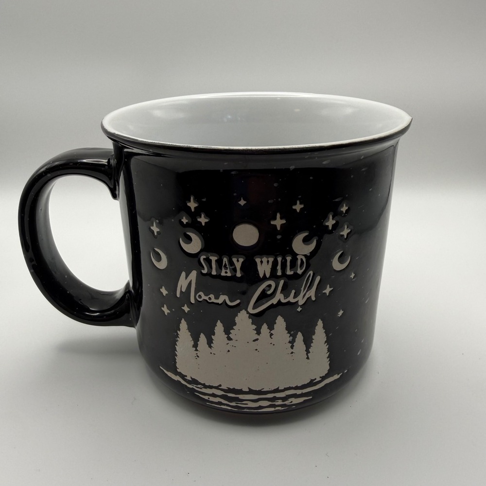 Market Finds MRKT Stay Wild Moon Child Mug Black Celestial Moon Stars Camping